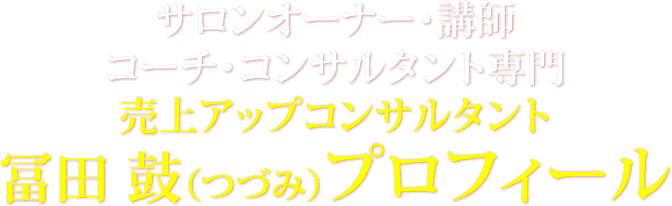 サロンオーナー・講師コーチ・コンサルタント専門 売上アップコンサルタント 冨田 鼓（つづみ）プロフィール